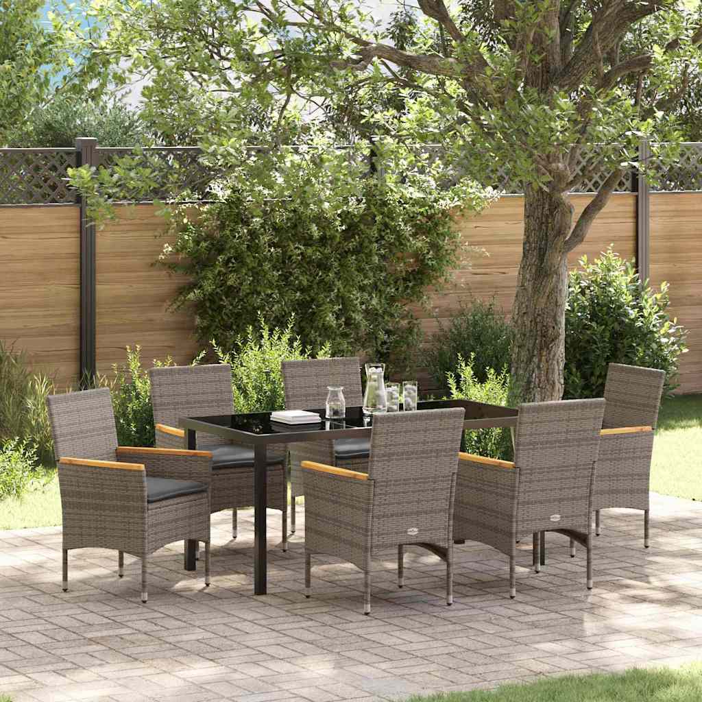 Ensemble de salle à manger pour jardin 7 pcs Gris polyrotin - XIOS