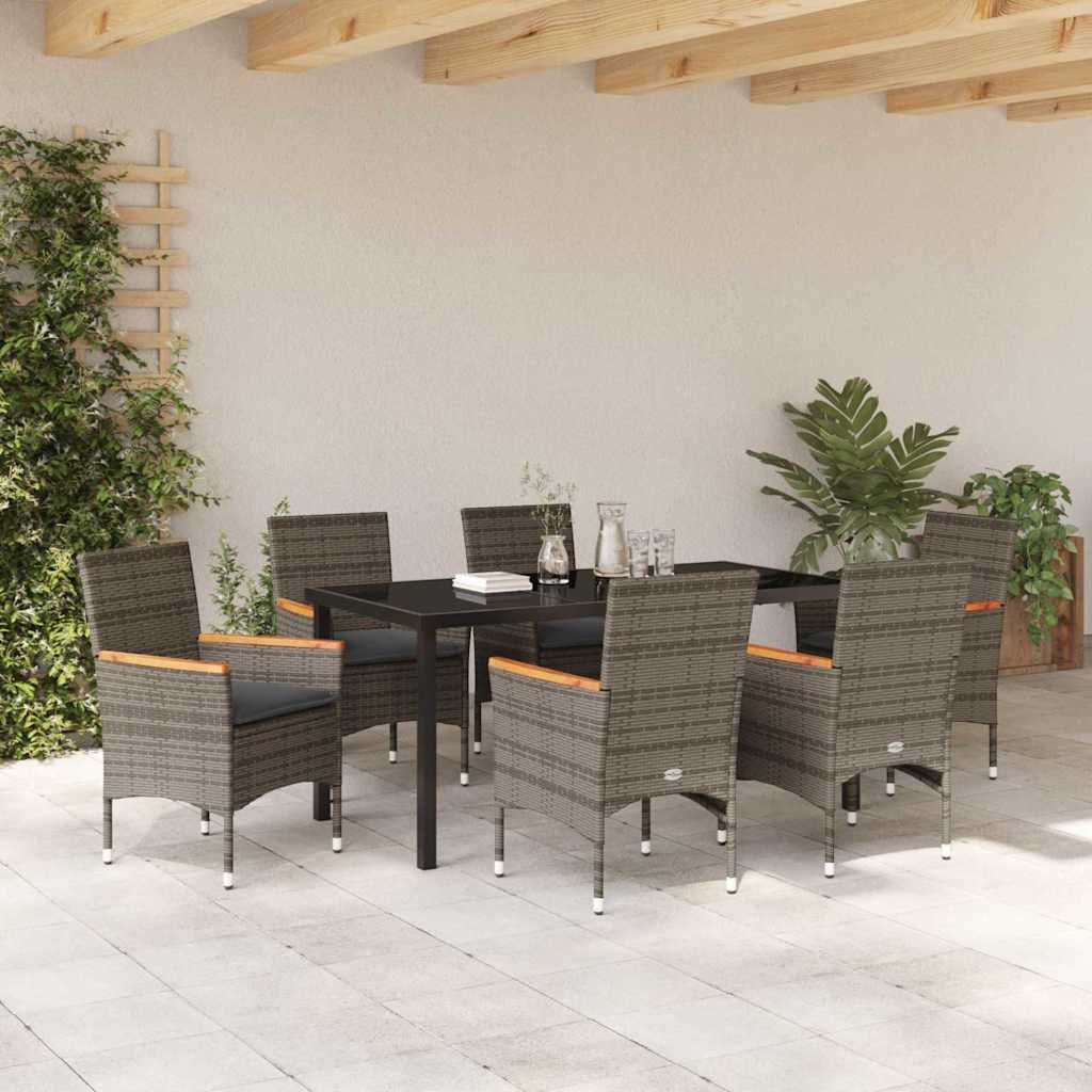 Ensemble de salle à manger pour jardin 7 pcs Gris polyrotin - XIOS