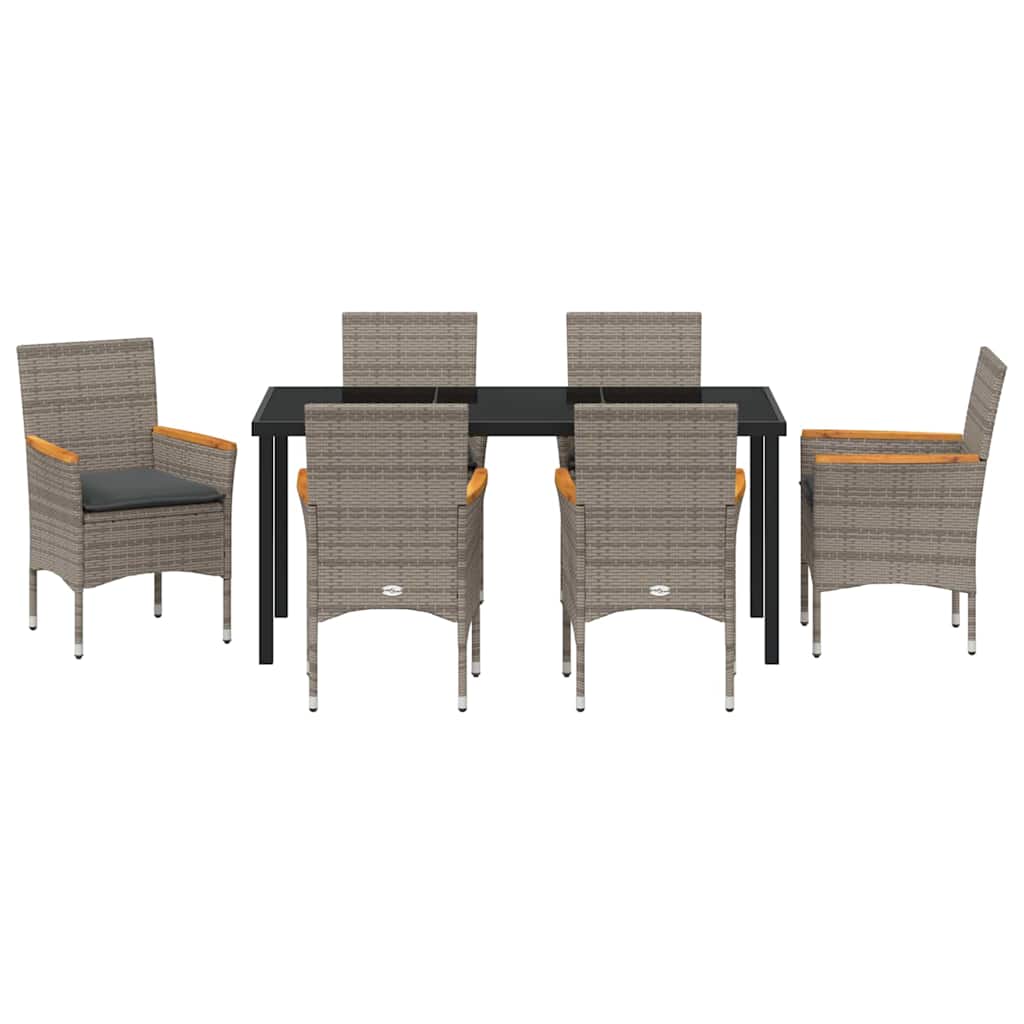 Ensemble de salle à manger pour jardin 7 pcs Gris polyrotin - XIOS