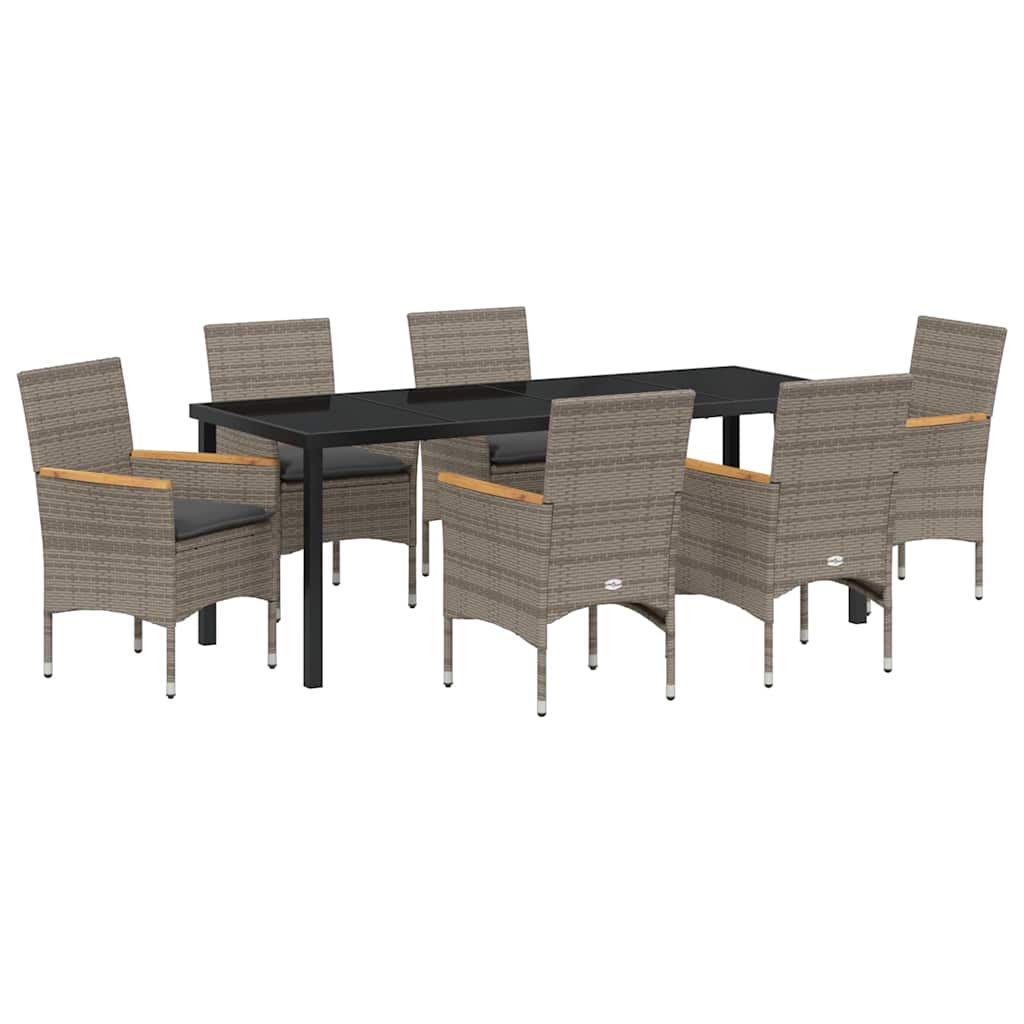 Ensemble de salle à manger pour jardin 7 pcs Gris polyrotin - XIOS