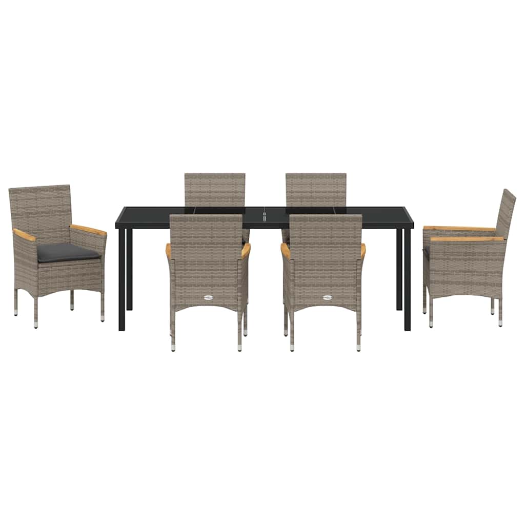 Ensemble de salle à manger pour jardin 7 pcs Gris polyrotin - XIOS