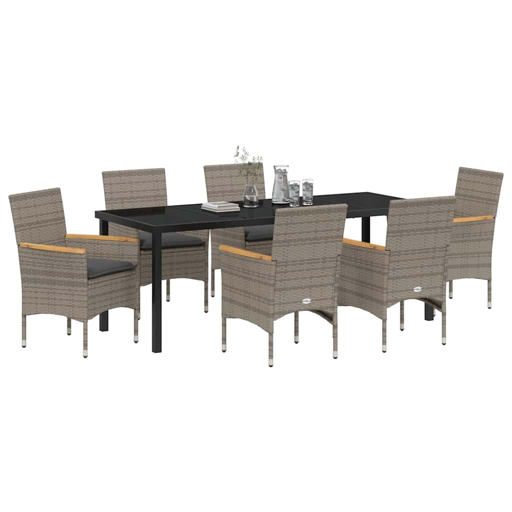 Ensemble de salle à manger pour jardin 7 pcs Gris polyrotin - XIOS