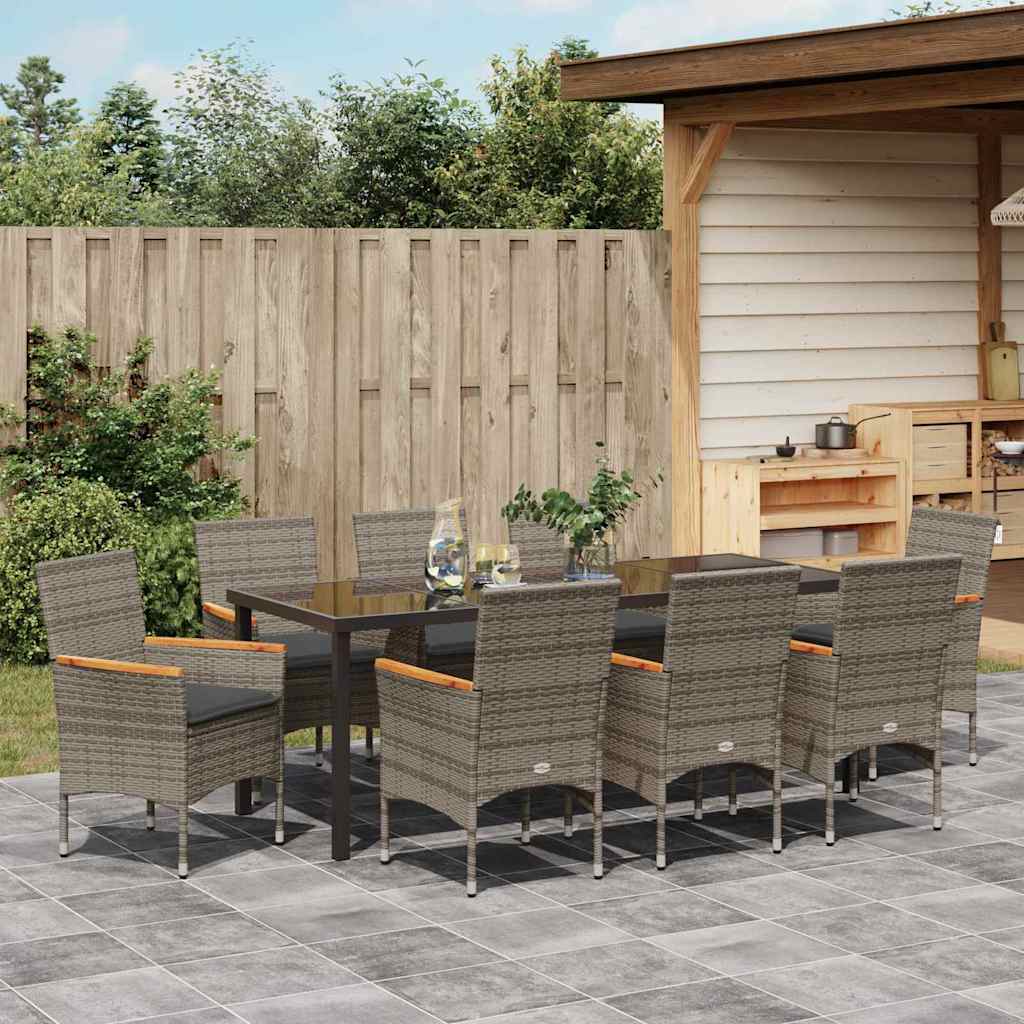 Ensemble de salle à manger pour jardin 9 pcs Gris polyrotin - XIOS
