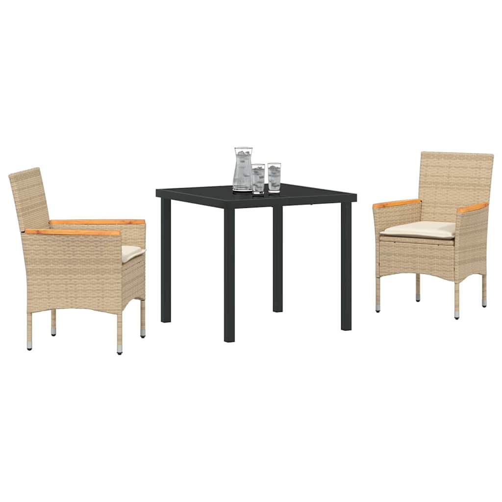 Ensemble de salle à manger pour jardin 3 pcs Beige polyrotin - XIOS