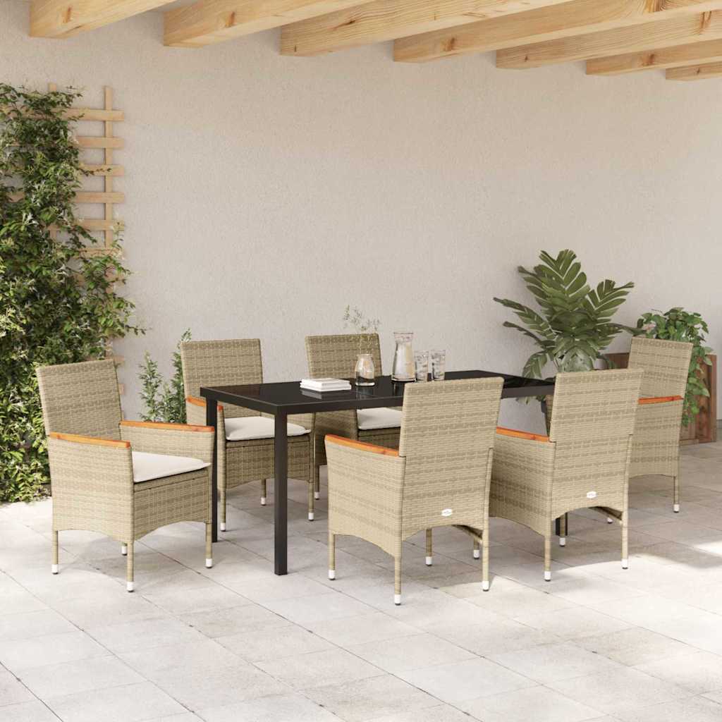 Ensemble de salle à manger pour jardin 7 pcs Beige polyrotin - XIOS