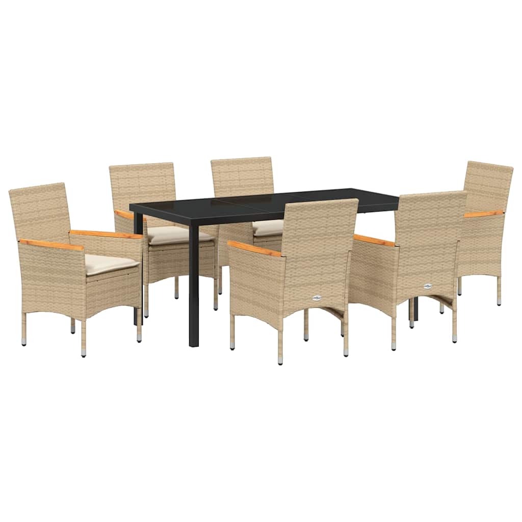 Ensemble de salle à manger pour jardin 7 pcs Beige polyrotin - XIOS