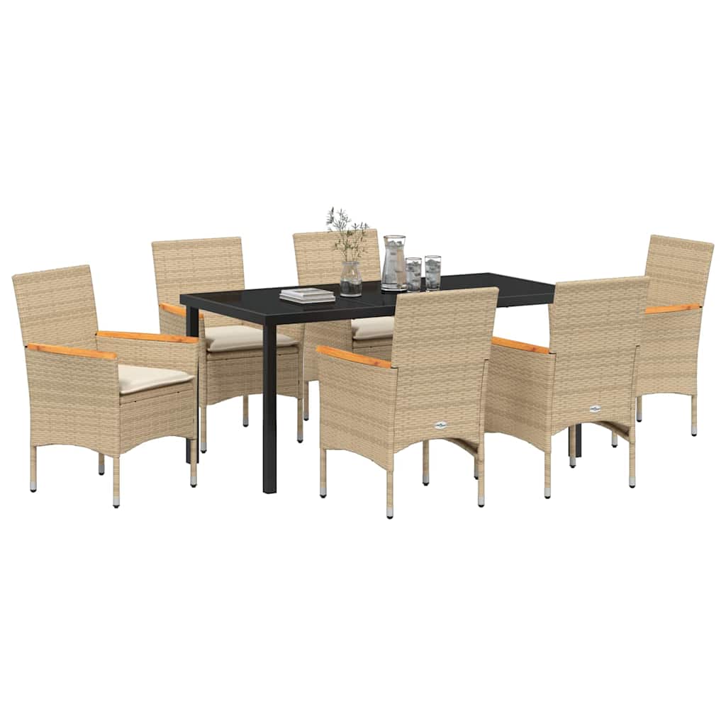 Ensemble de salle à manger pour jardin 7 pcs Beige polyrotin - XIOS