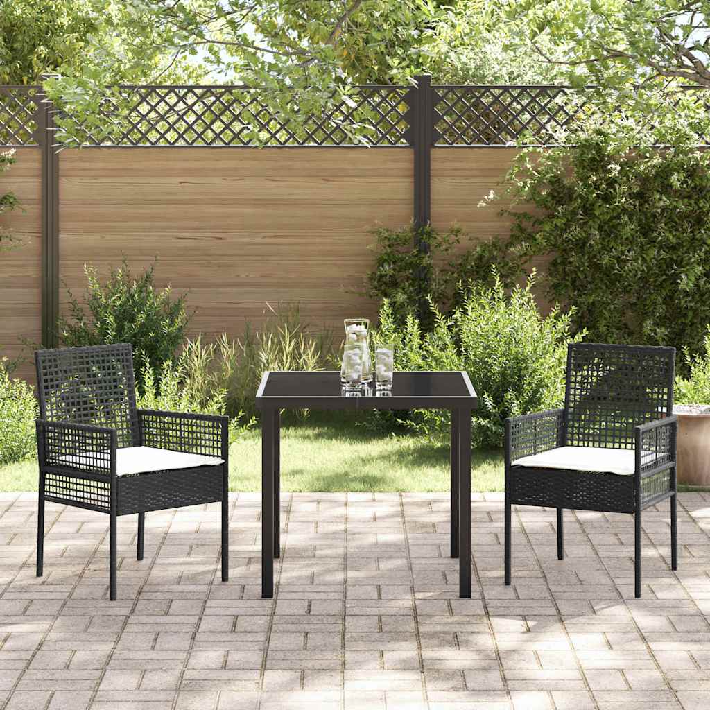 Ensemble de salle à manger pour jardin 3 pcs Noir polyrotin - XIOS