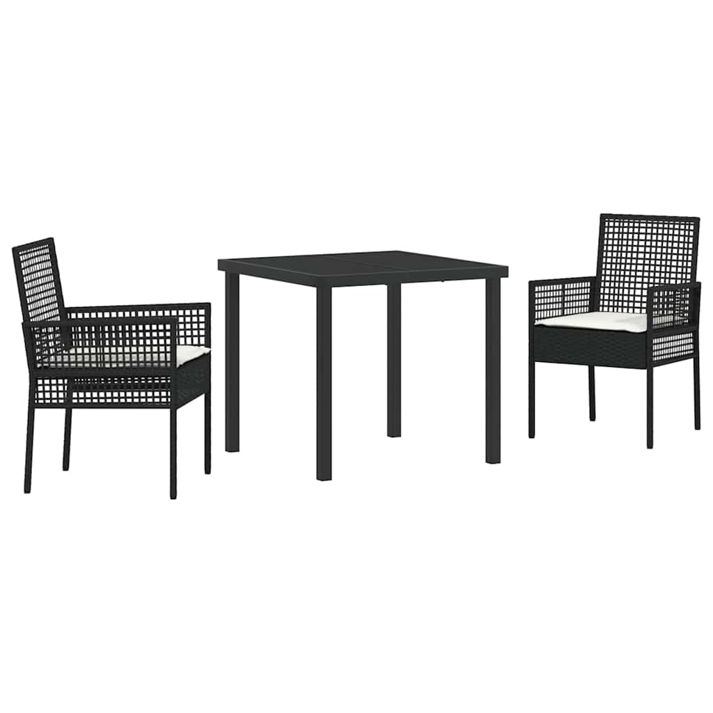 Ensemble de salle à manger pour jardin 3 pcs Noir polyrotin - XIOS