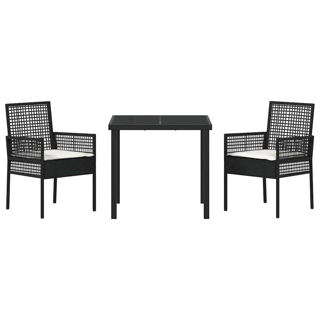 Ensemble de salle à manger pour jardin 3 pcs Noir polyrotin - XIOS