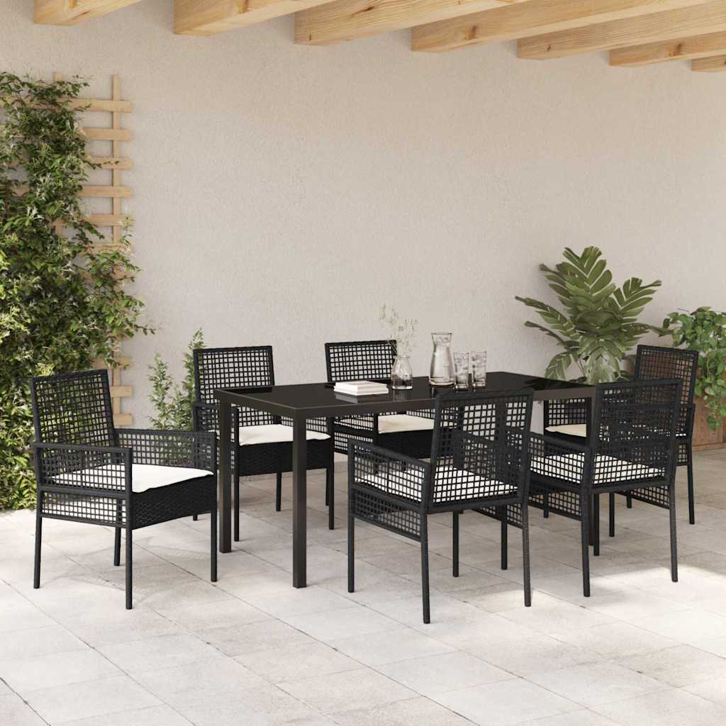 Ensemble de salle à manger pour jardin 7 pcs Noir polyrotin - XIOS