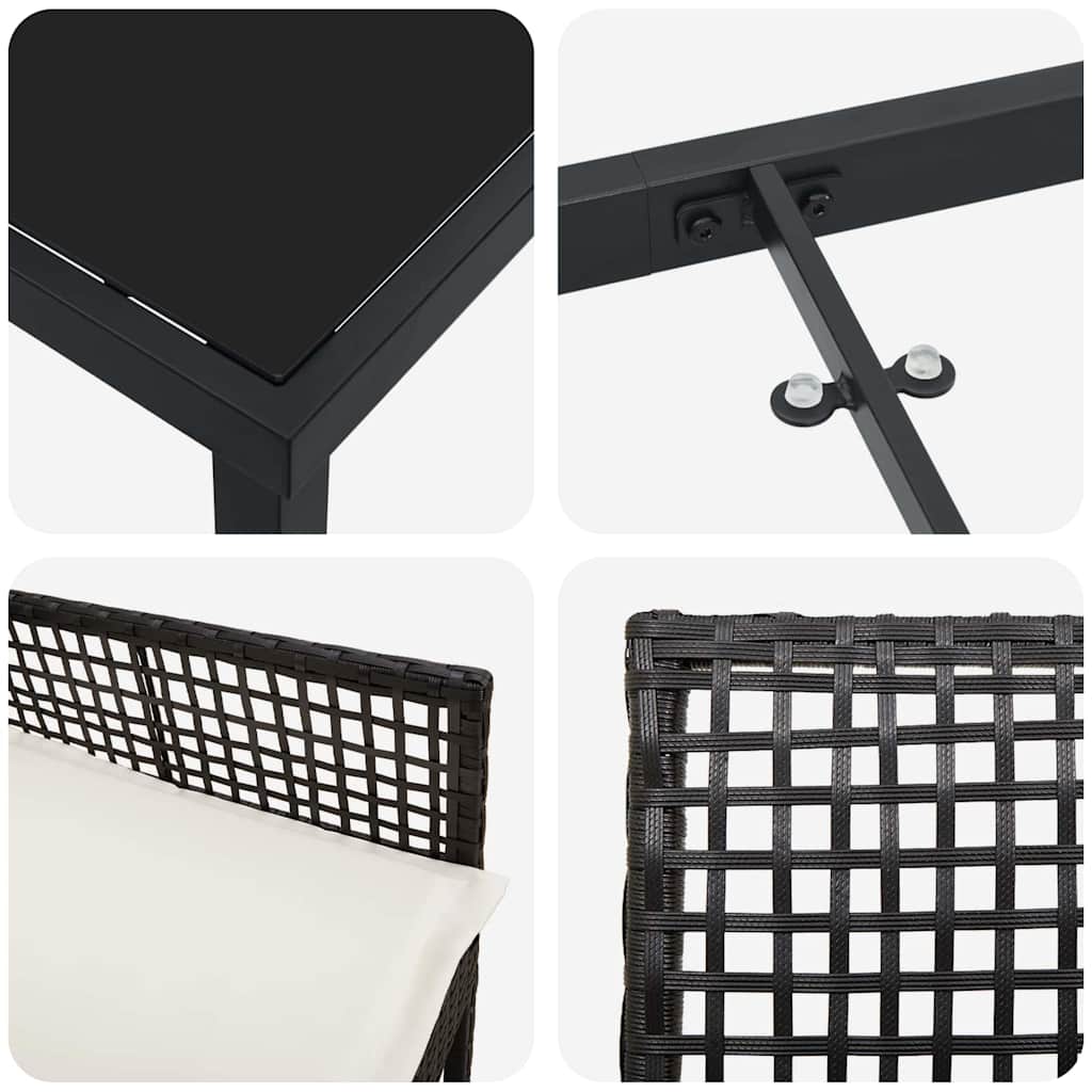 Ensemble de salle à manger pour jardin 7 pcs Noir polyrotin - XIOS