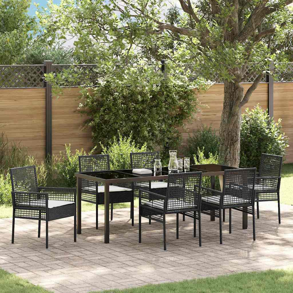 Ensemble de salle à manger pour jardin 7 pcs Noir polyrotin - XIOS