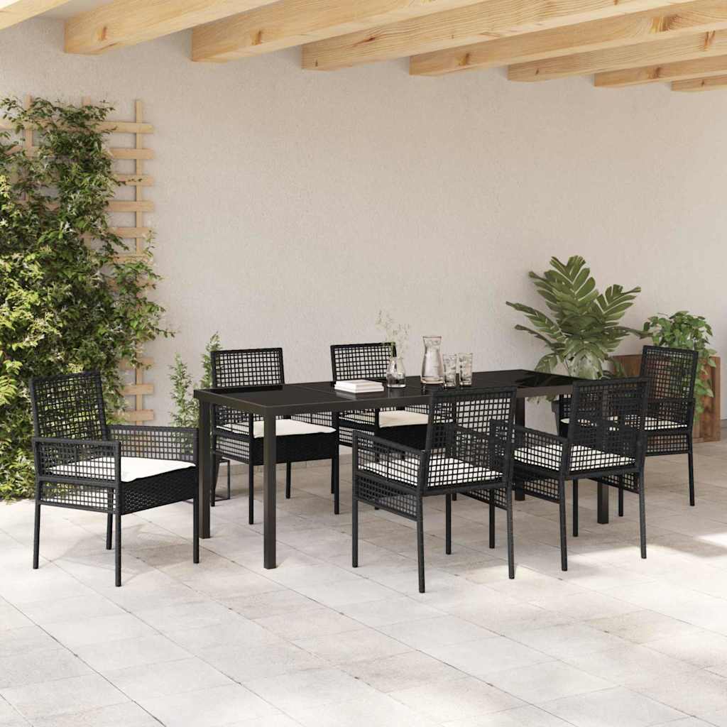 Ensemble de salle à manger pour jardin 7 pcs Noir polyrotin - XIOS