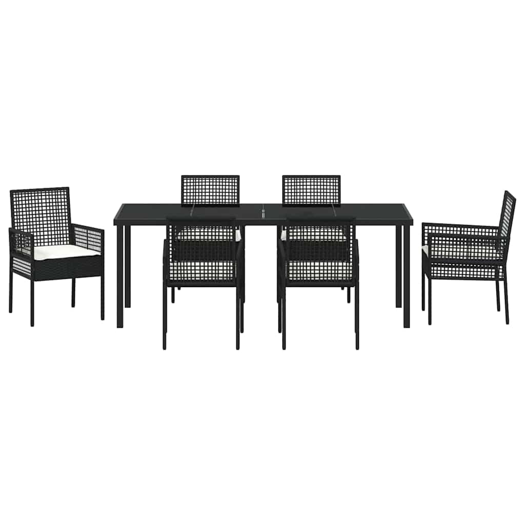 Ensemble de salle à manger pour jardin 7 pcs Noir polyrotin - XIOS