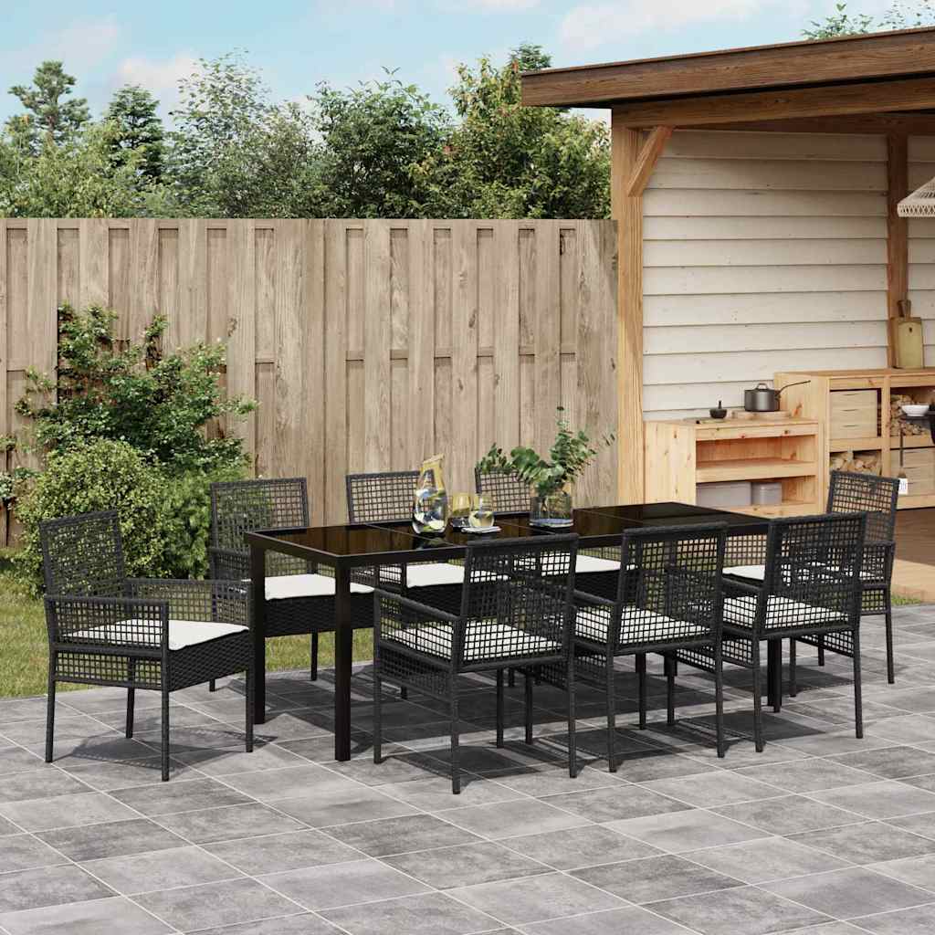 Ensemble de salle à manger pour jardin 9 pcs Noir polyrotin - XIOS