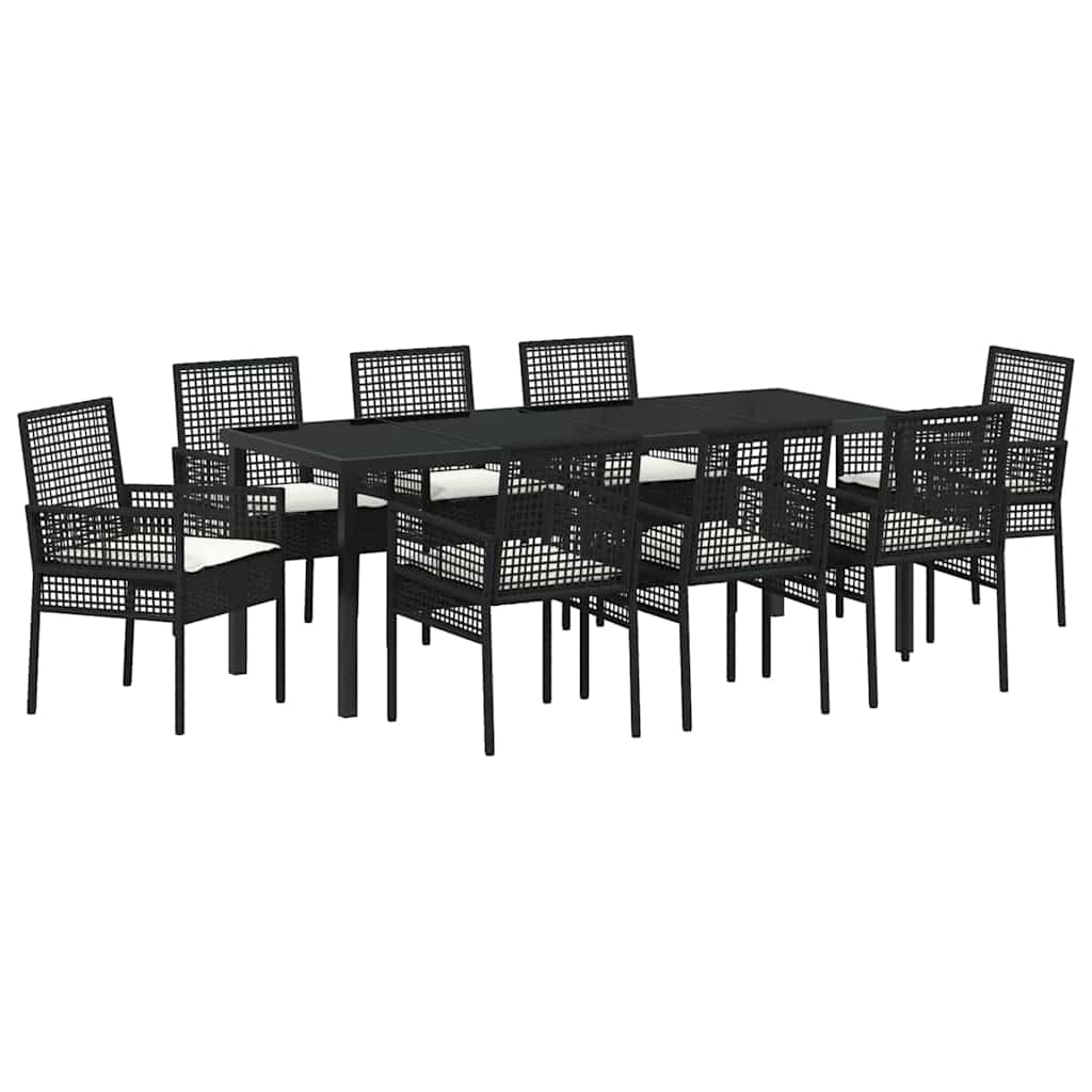 Ensemble de salle à manger pour jardin 9 pcs Noir polyrotin - XIOS