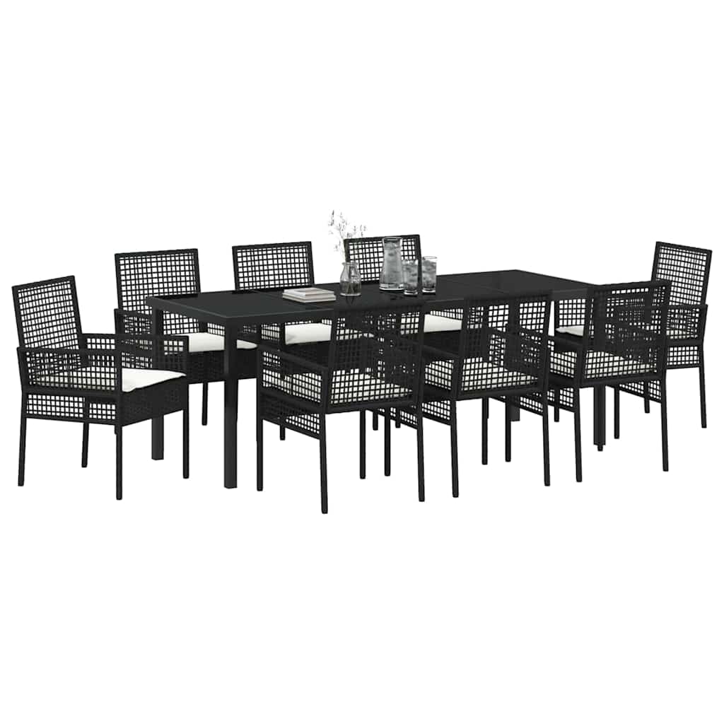 Ensemble de salle à manger pour jardin 9 pcs Noir polyrotin - XIOS