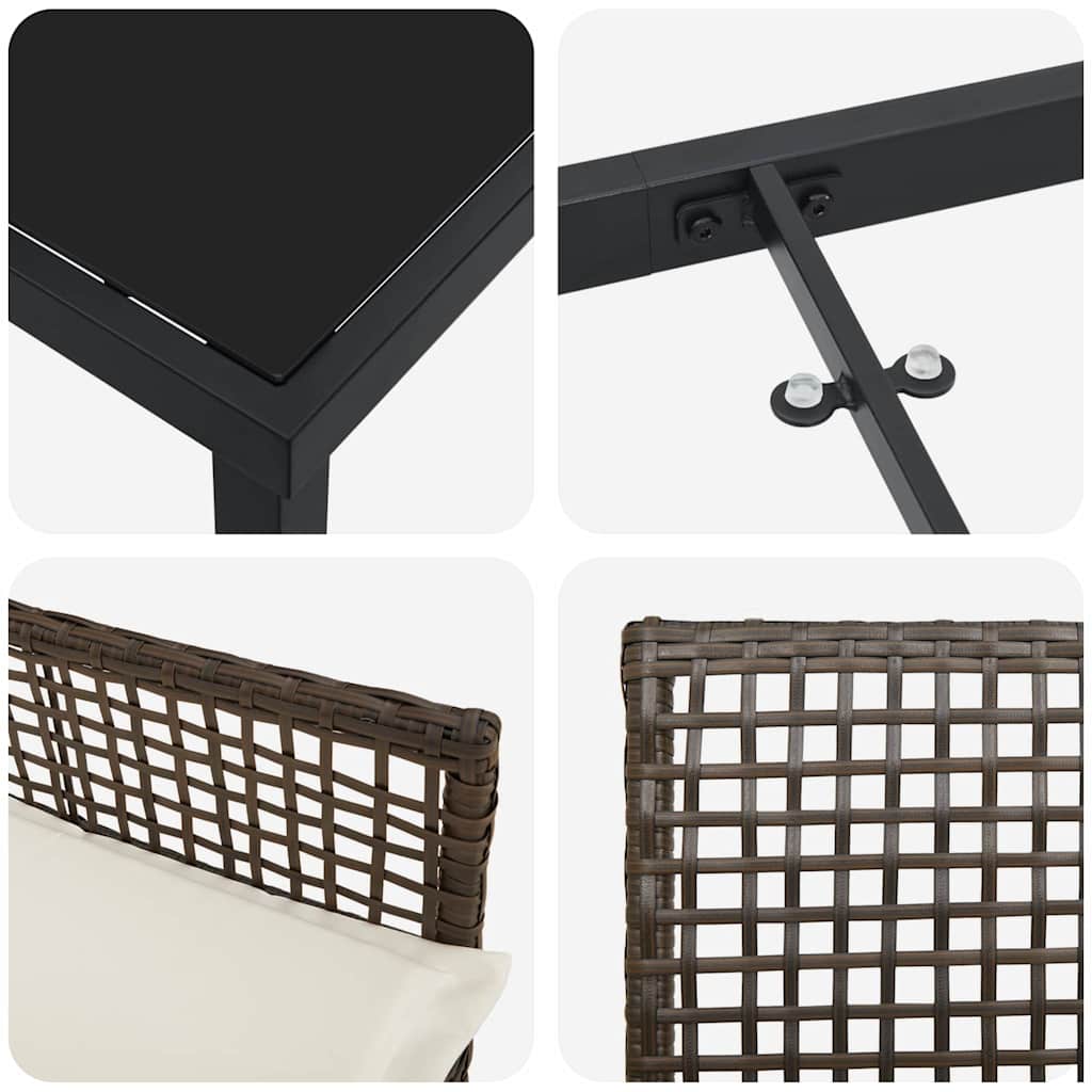 Ensemble de salle à manger pour jardin 3 pcs Marron polyrotin - XIOS