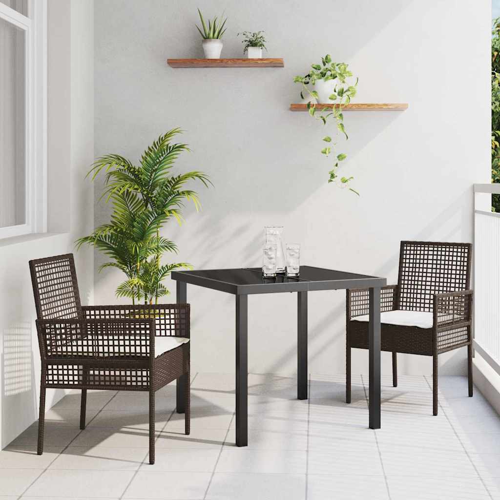 Ensemble de salle à manger pour jardin 3 pcs Marron polyrotin - XIOS