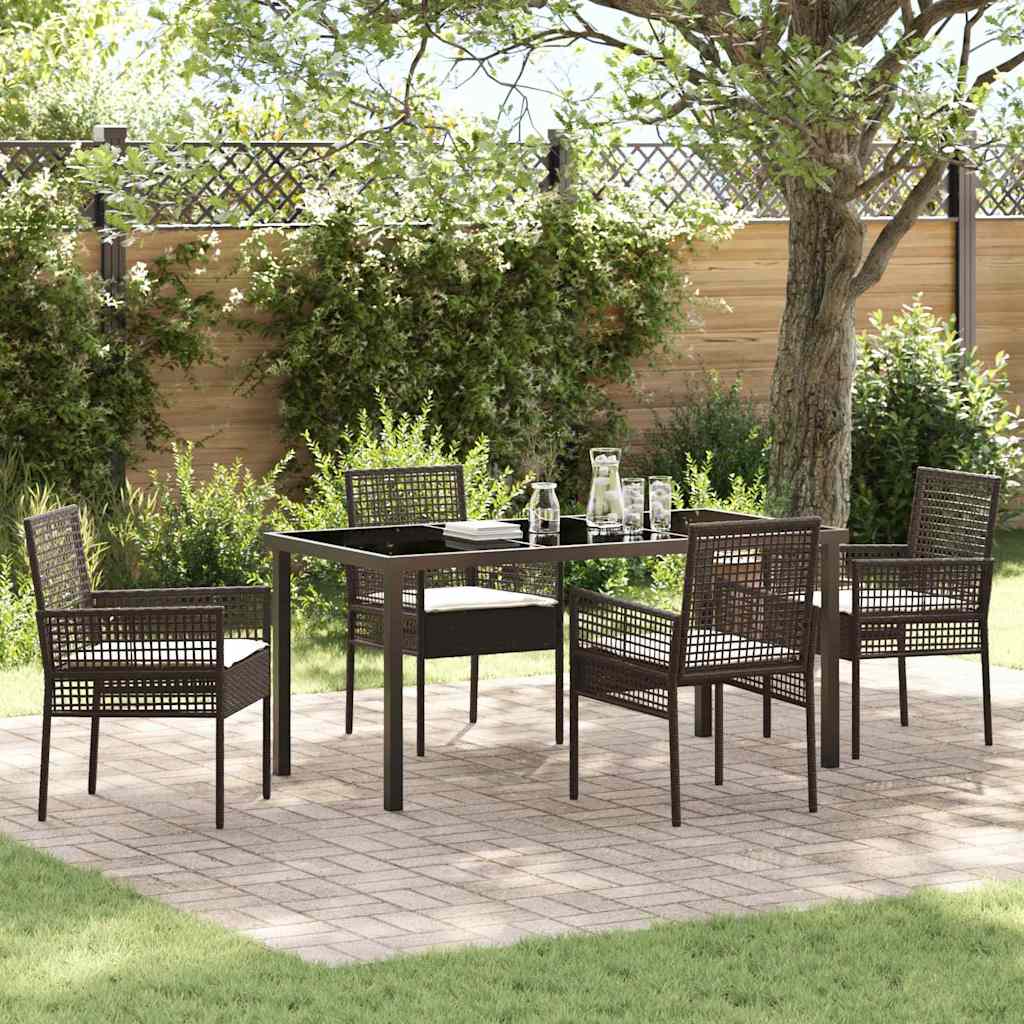 Ensemble de salle à manger pour jardin 5 pcs Marron polyrotin - XIOS