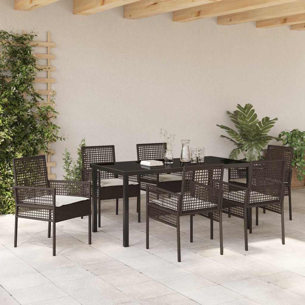 Ensemble de salle à manger pour jardin 7 pcs Marron polyrotin - XIOS
