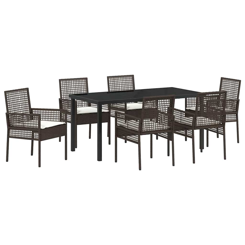 Ensemble de salle à manger pour jardin 7 pcs Marron polyrotin - XIOS