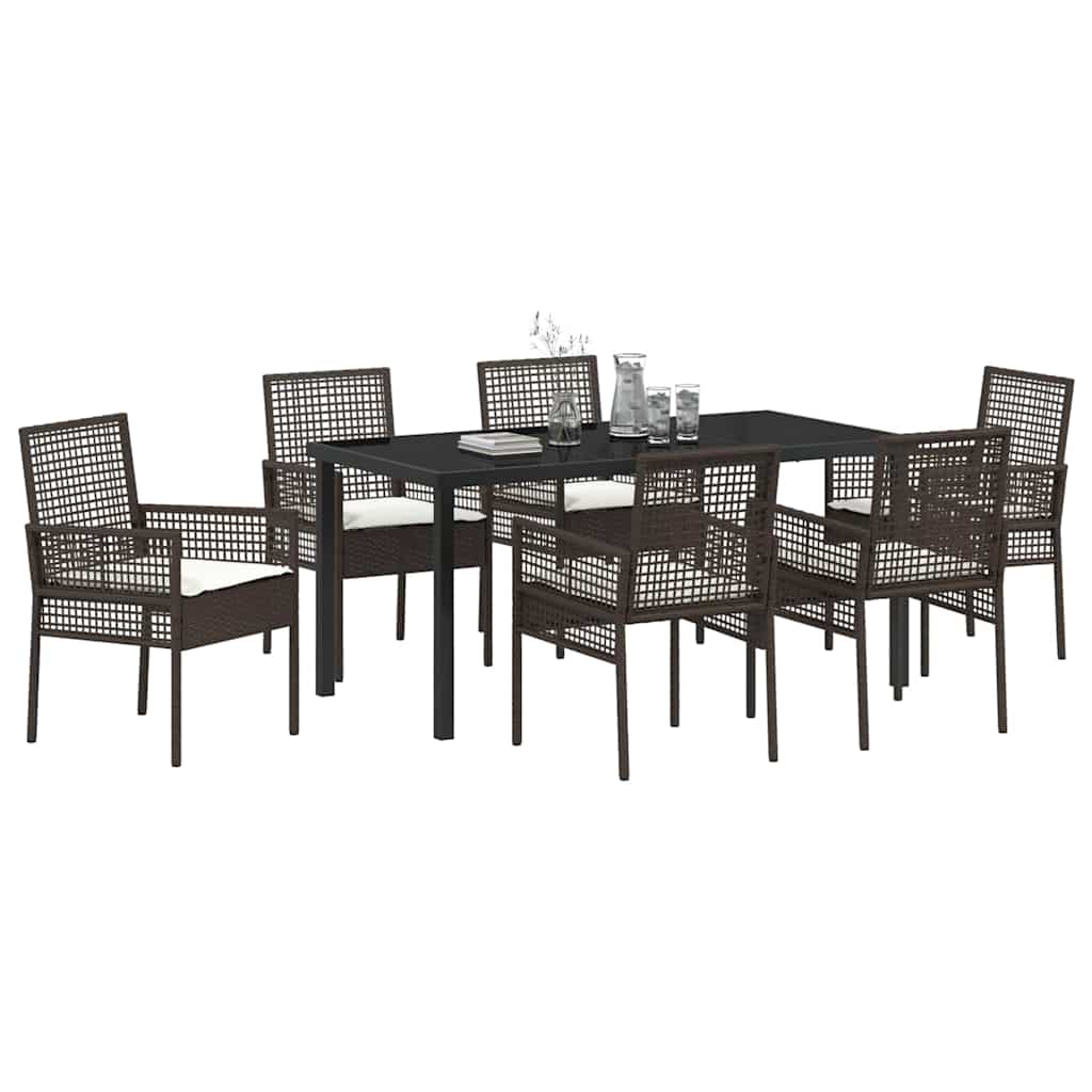 Ensemble de salle à manger pour jardin 7 pcs Marron polyrotin - XIOS