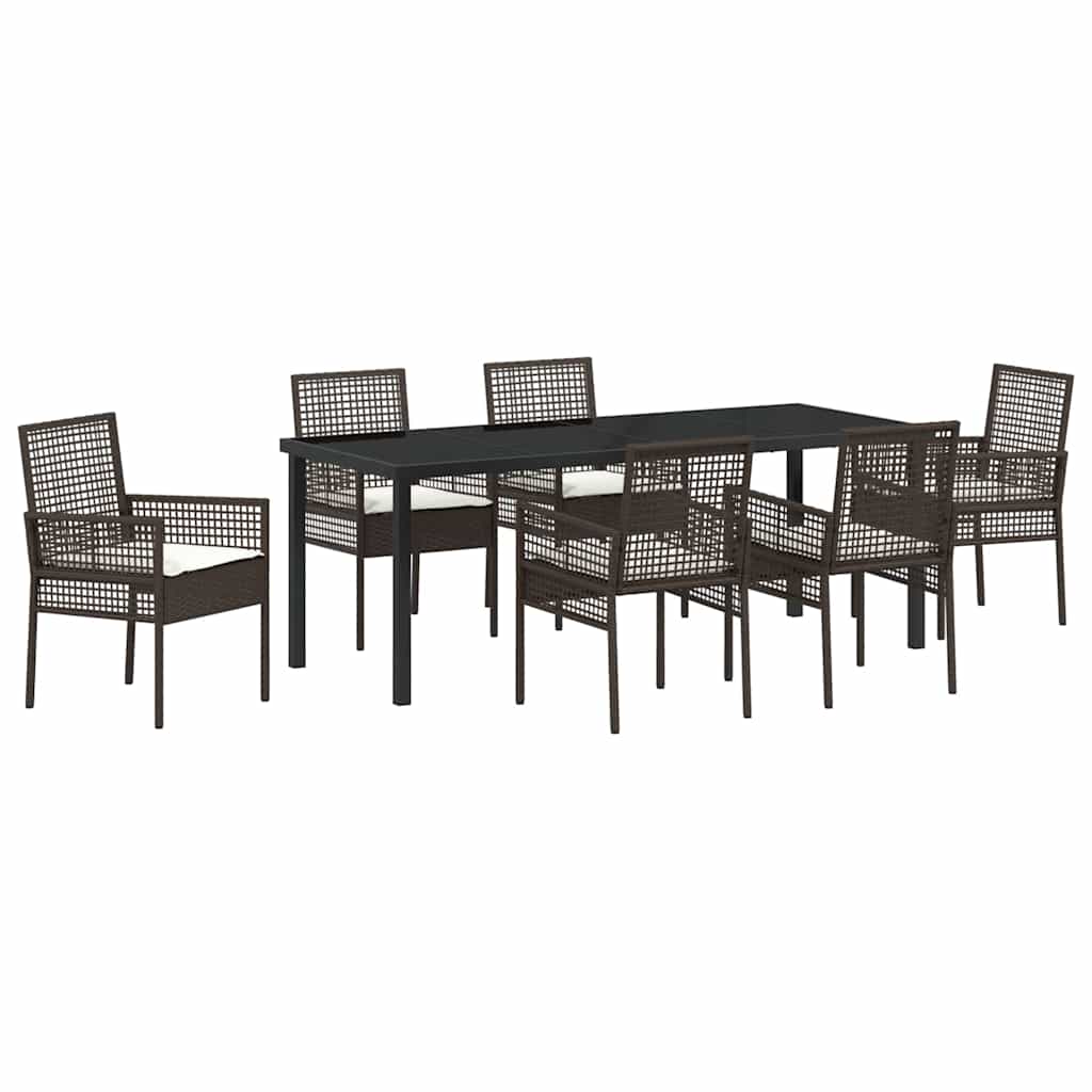 Ensemble de salle à manger pour jardin 7 pcs Marron polyrotin - XIOS