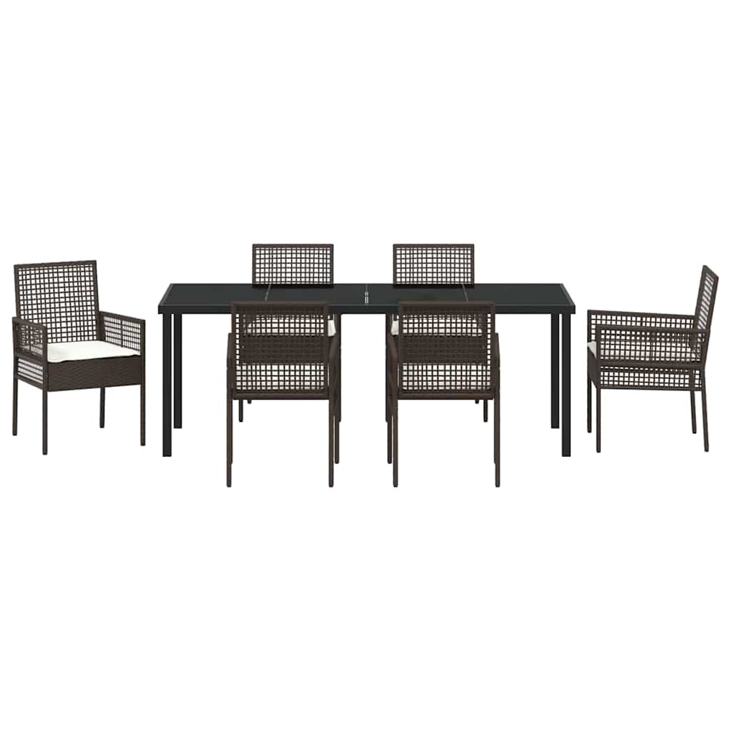 Ensemble de salle à manger pour jardin 7 pcs Marron polyrotin - XIOS