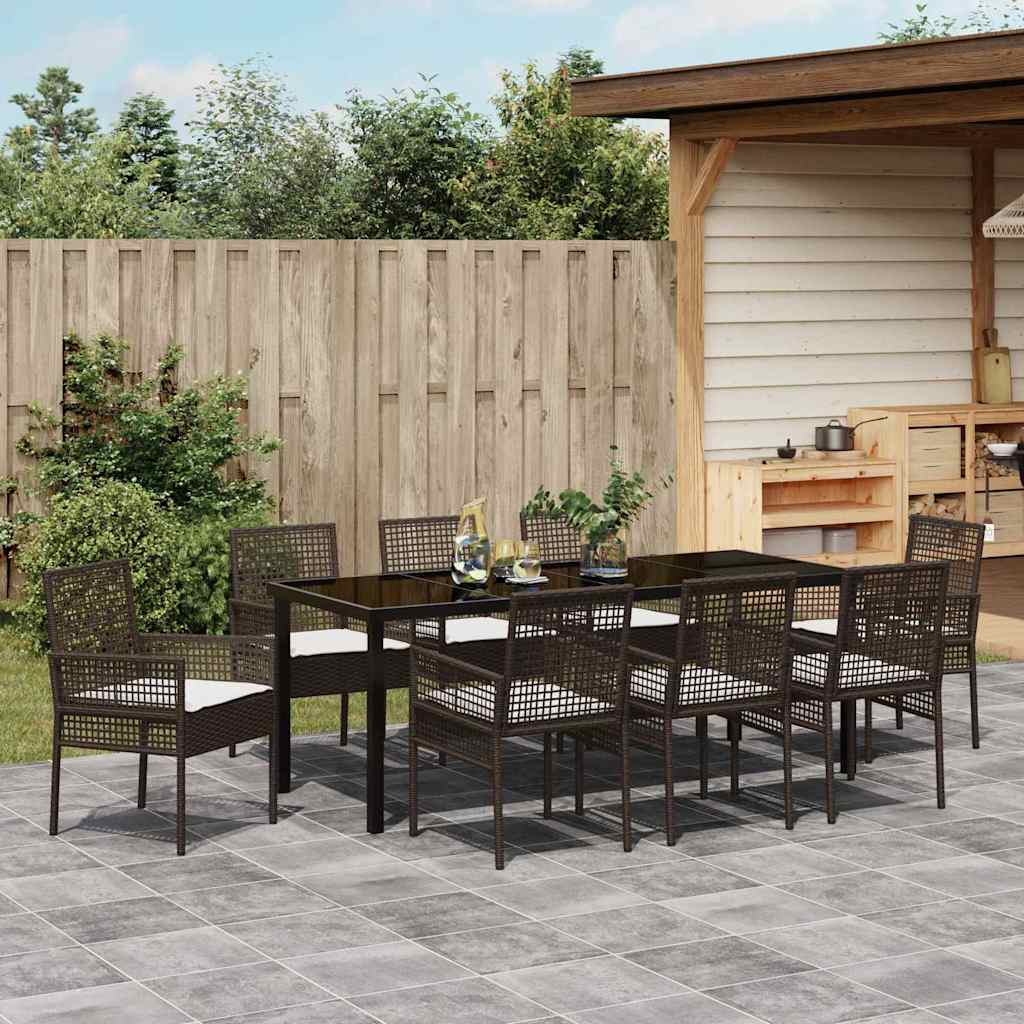 Ensemble de salle à manger pour jardin 9 pcs Marron polyrotin - XIOS