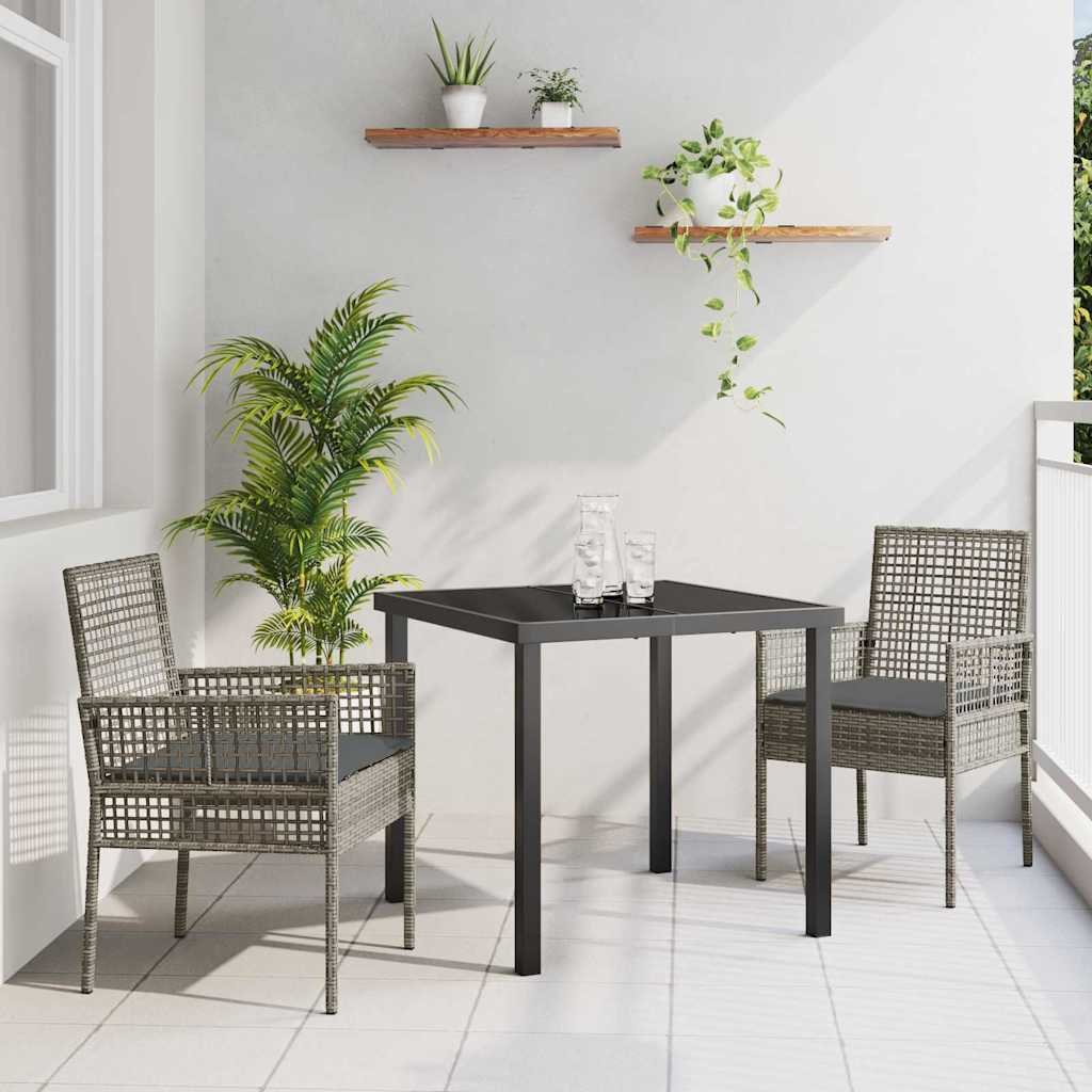 Ensemble de salle à manger pour jardin 3 pcs Gris polyrotin - XIOS