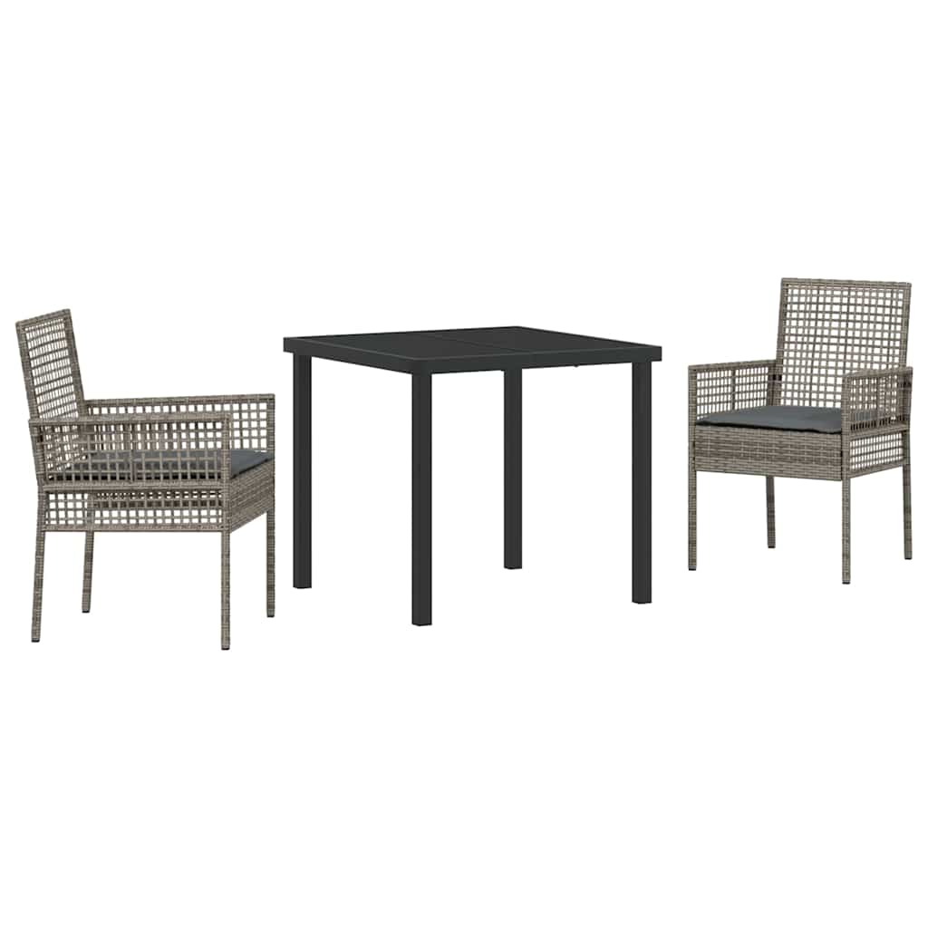 Ensemble de salle à manger pour jardin 3 pcs Gris polyrotin - XIOS
