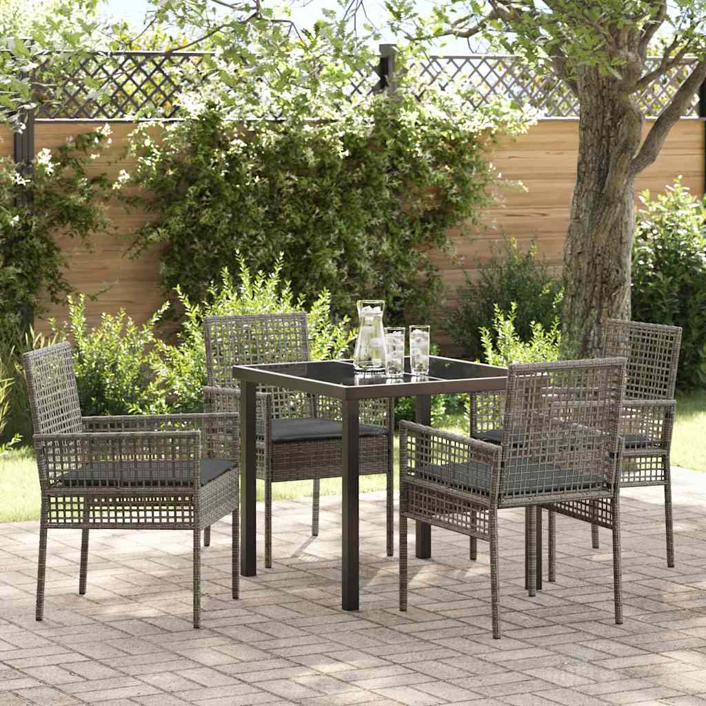 Ensemble de salle à manger pour jardin 5 pcs Gris polyrotin - XIOS