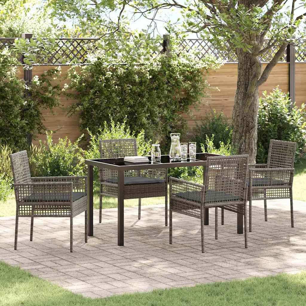 Ensemble de salle à manger pour jardin 5 pcs Gris polyrotin - XIOS