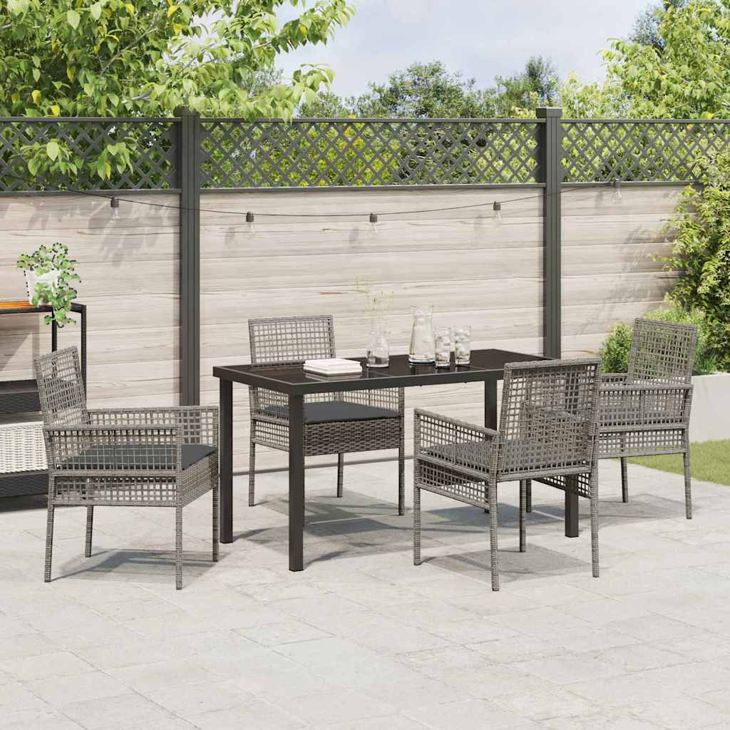 Ensemble de salle à manger pour jardin 5 pcs Gris polyrotin - XIOS