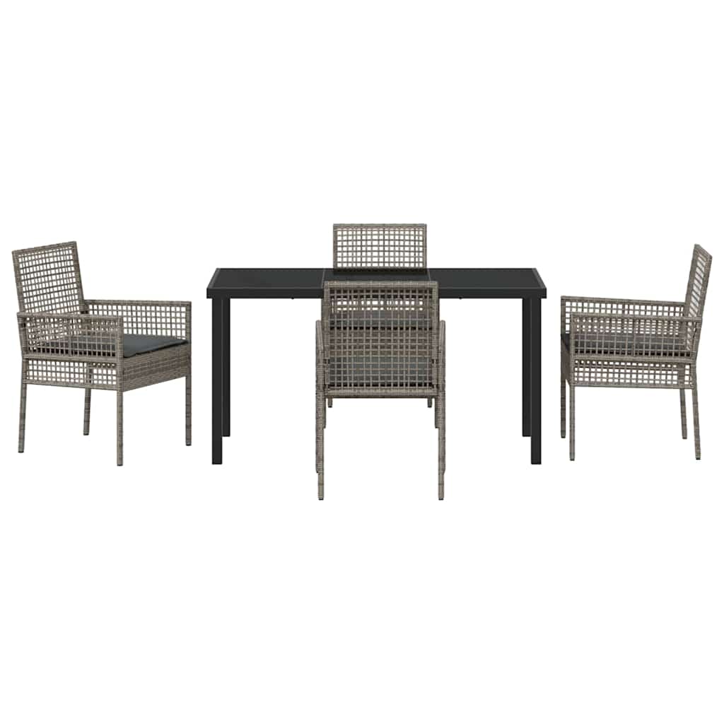 Ensemble de salle à manger pour jardin 5 pcs Gris polyrotin - XIOS