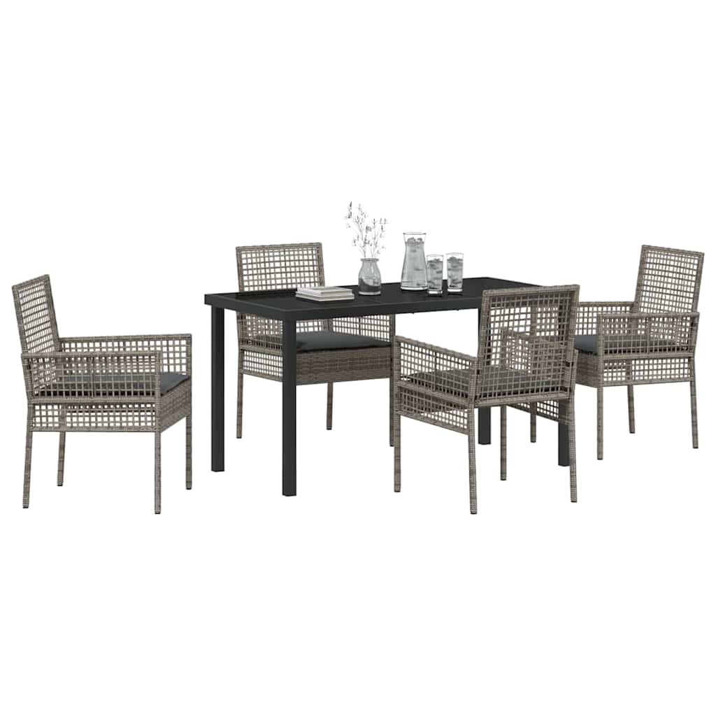 Ensemble de salle à manger pour jardin 5 pcs Gris polyrotin - XIOS