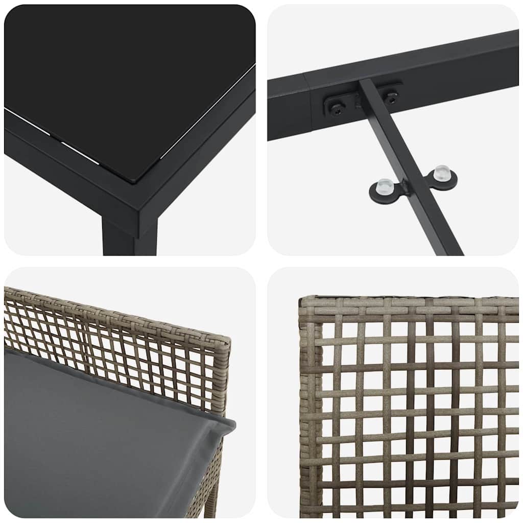 Ensemble de salle à manger pour jardin 5 pcs Gris polyrotin - XIOS