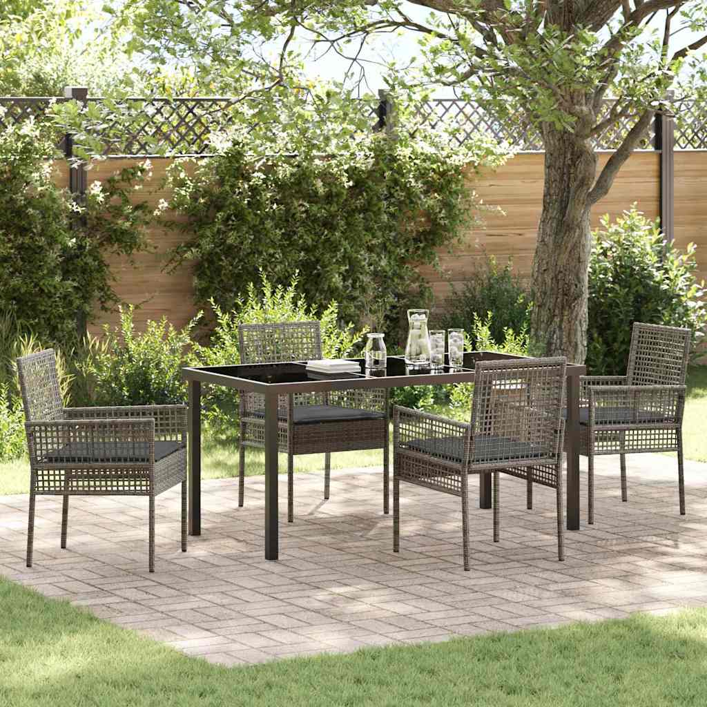 Ensemble de salle à manger pour jardin 5 pcs Gris polyrotin - XIOS