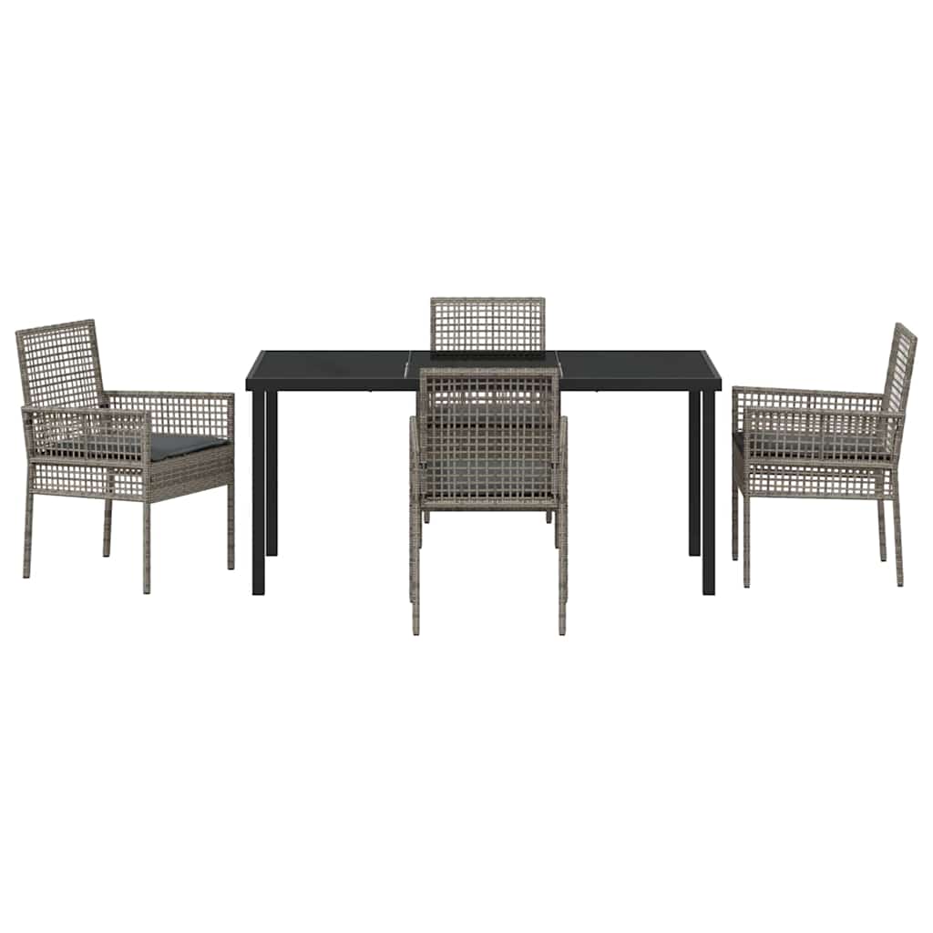 Ensemble de salle à manger pour jardin 5 pcs Gris polyrotin - XIOS