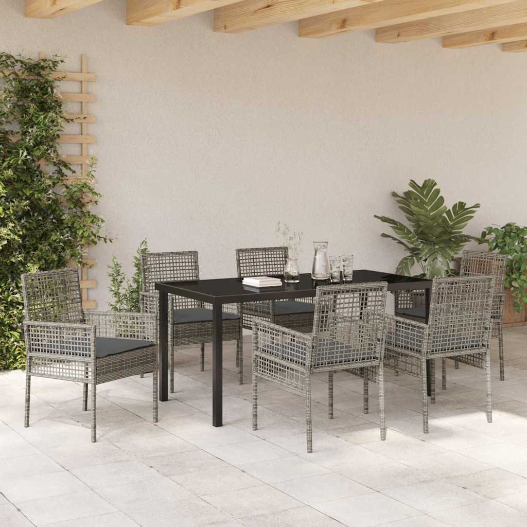 Ensemble de salle à manger pour jardin 7 pcs Gris polyrotin - XIOS
