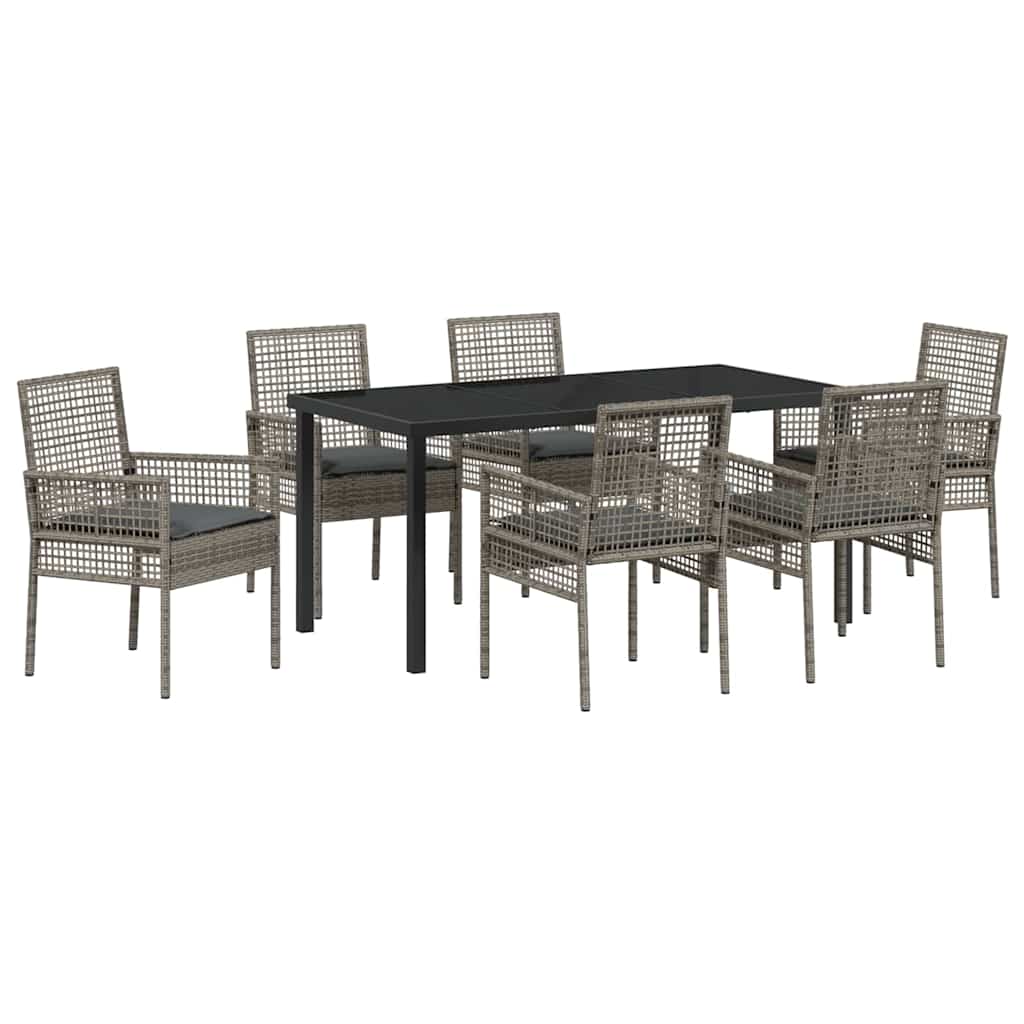 Ensemble de salle à manger pour jardin 7 pcs Gris polyrotin - XIOS