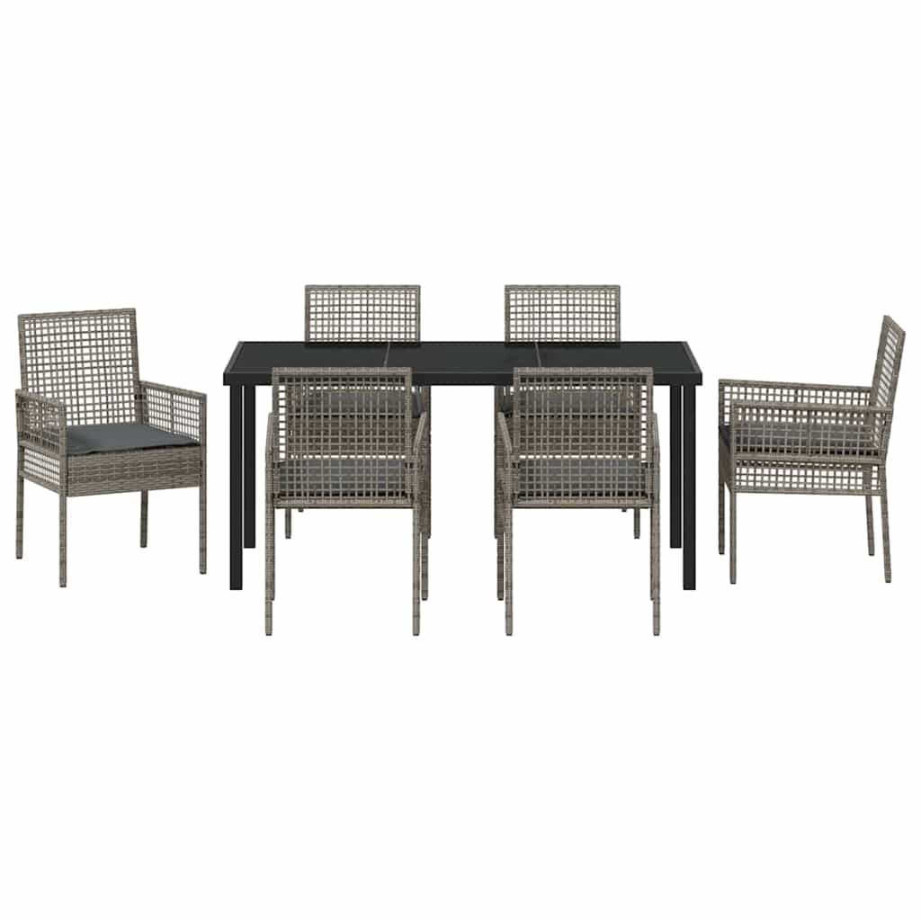 Ensemble de salle à manger pour jardin 7 pcs Gris polyrotin - XIOS