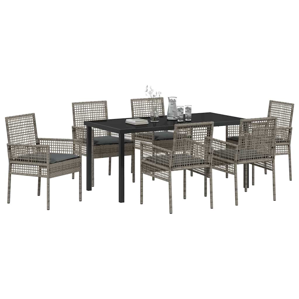 Ensemble de salle à manger pour jardin 7 pcs Gris polyrotin - XIOS