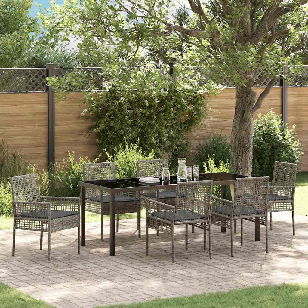 Ensemble de salle à manger pour jardin 7 pcs Gris polyrotin - XIOS