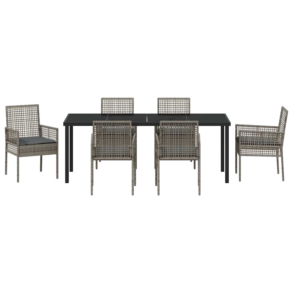 Ensemble de salle à manger pour jardin 7 pcs Gris polyrotin - XIOS