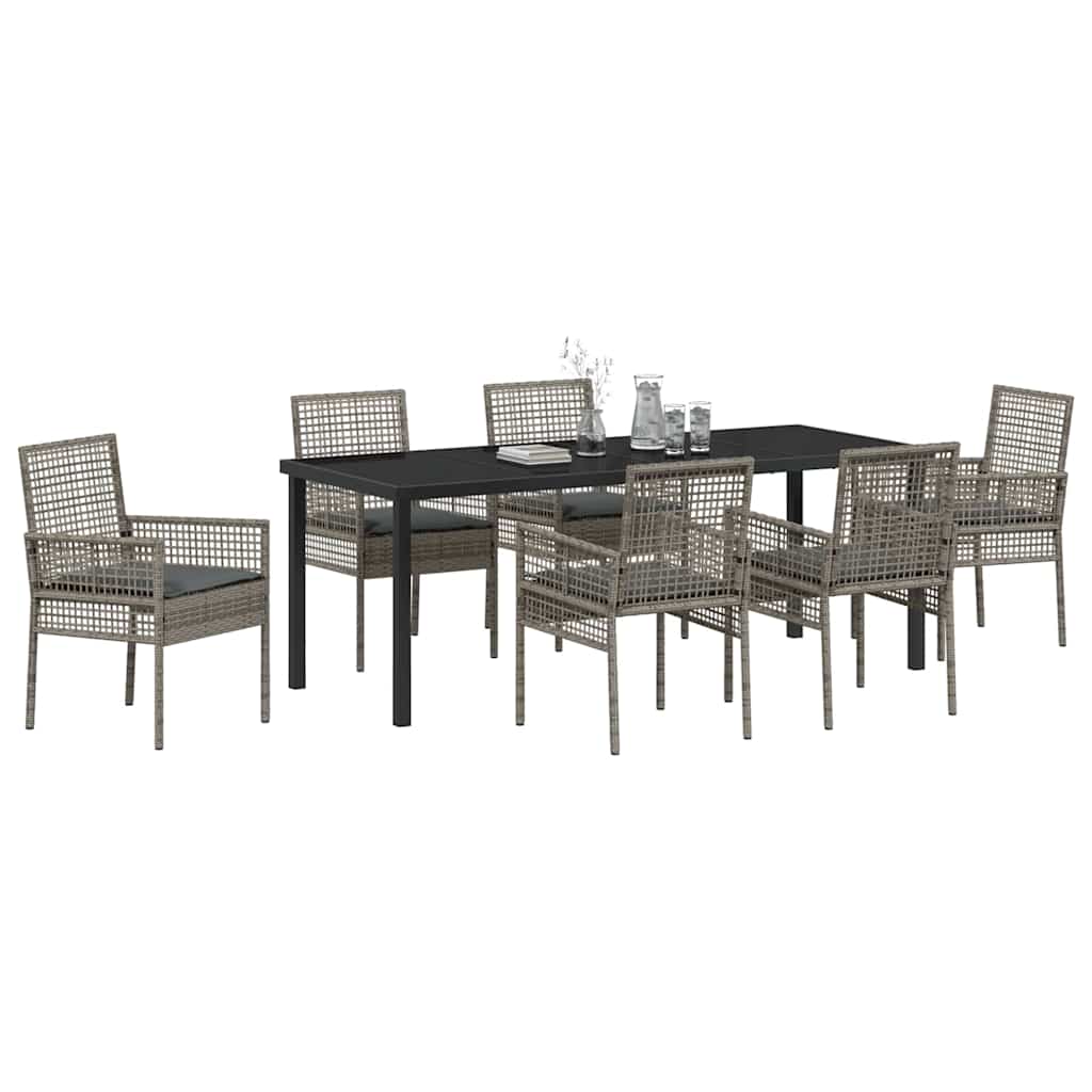 Ensemble de salle à manger pour jardin 7 pcs Gris polyrotin - XIOS