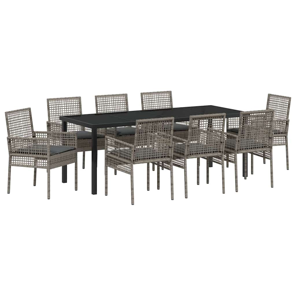 Ensemble de salle à manger pour jardin 9 pcs Gris polyrotin - XIOS