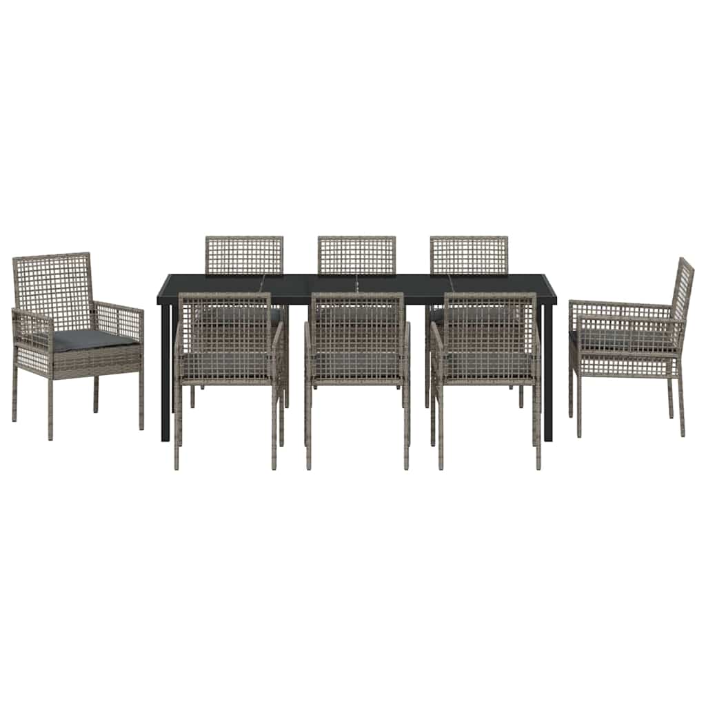 Ensemble de salle à manger pour jardin 9 pcs Gris polyrotin - XIOS